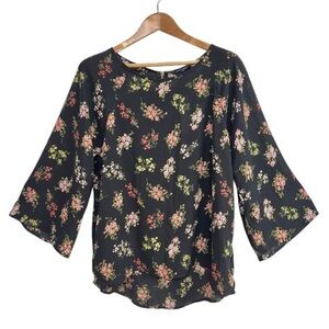 Papermoon Larie Crew Neck Black Pink Floral Blouse NWT Stitch Fix Medium